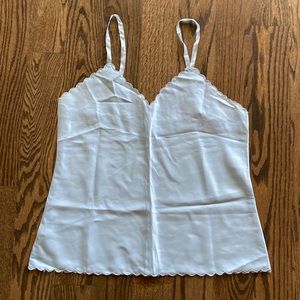 Embellishments scalloped edge satiny camisole, size 36